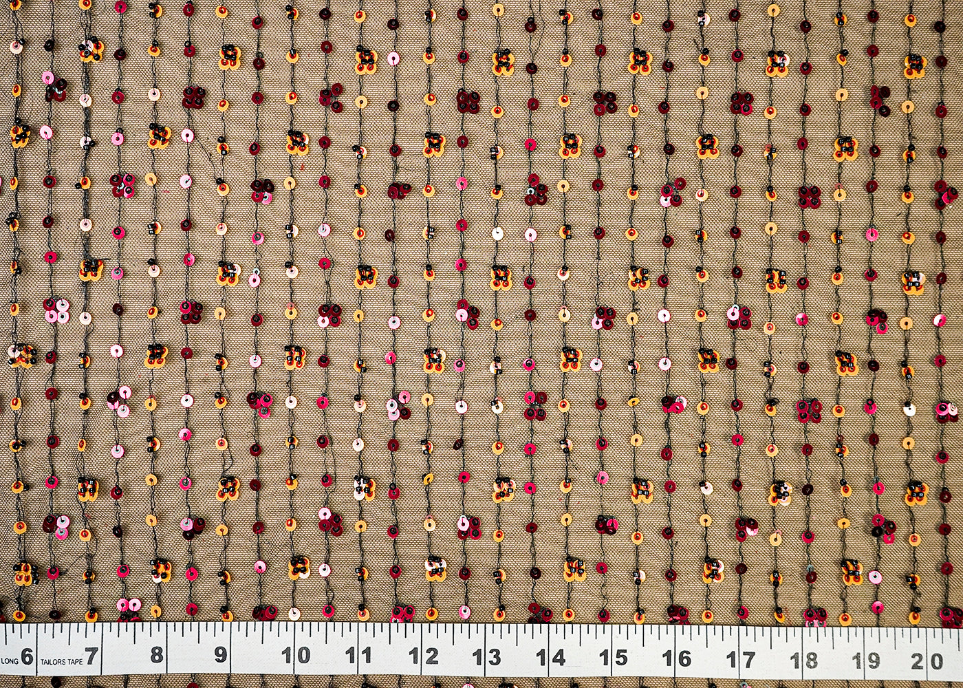 (Pre-Cut 2 MTR) Black Net Fabric With All Over Sequins And Katdana Work 18355