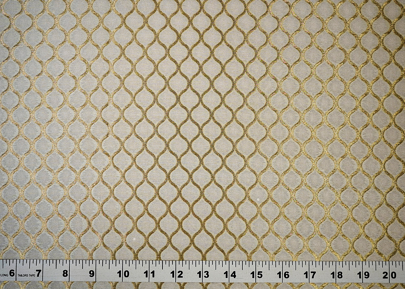 (Pre-Cut 2.2 MTR) White Banarasi Brocade Fabric With All Over Golden Zari Handloom 18356
