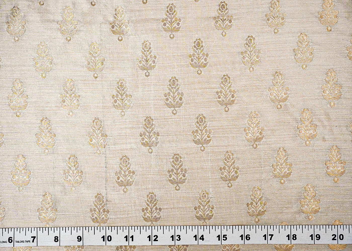 (Pre-Cut 1.8 MTR) Golden Chanderi Fabric With All Over Golden Zari Handloom 18463