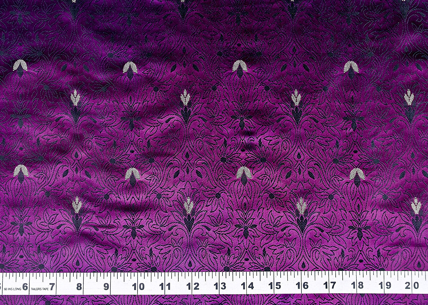 (Pre-Cut 1 MTR) Purple Banarasi Brocade Fabric With All Over Thread And Zari Handloom 18728