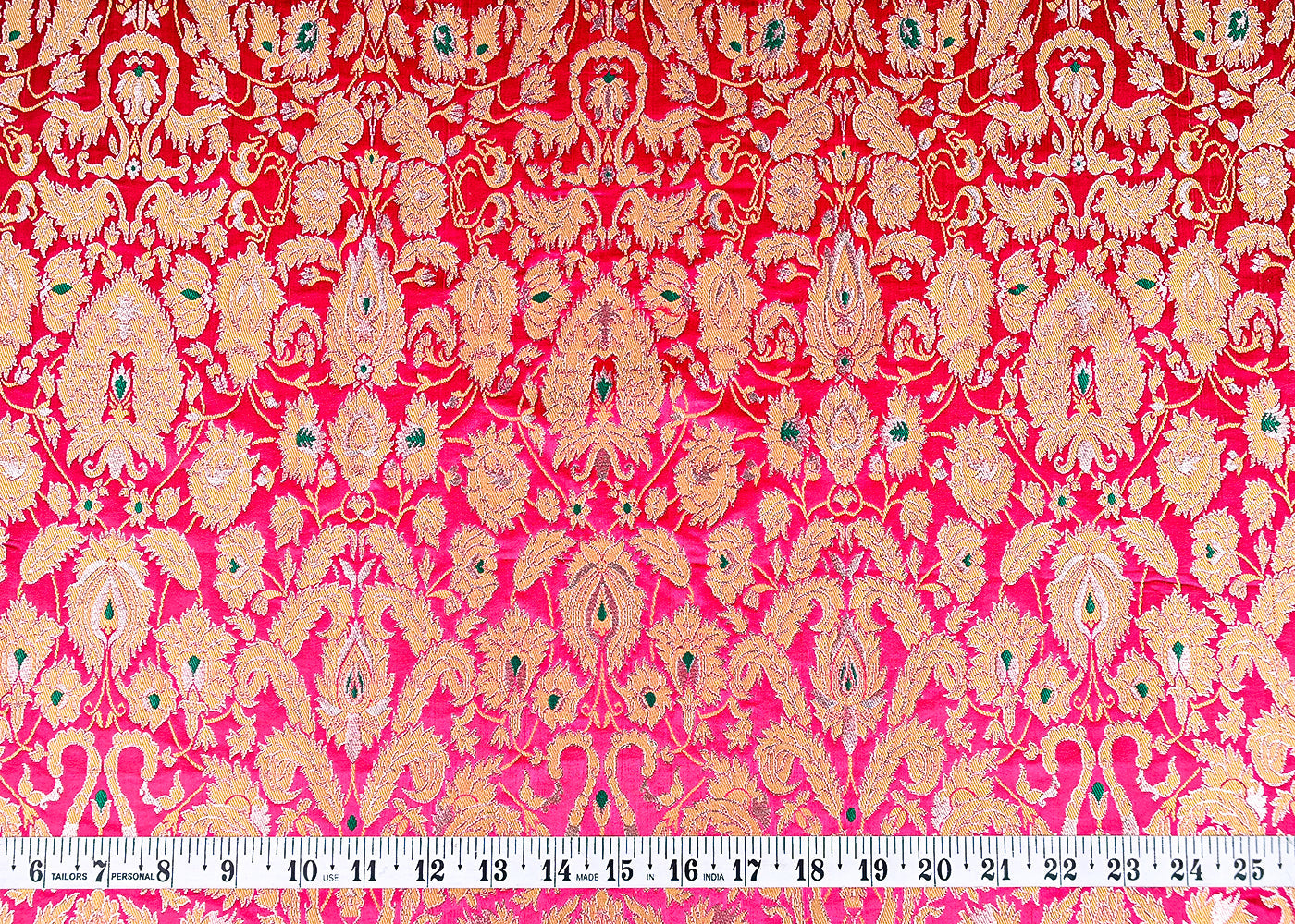 (Pre-Cut 1.1 MTR) Rani Pink Banarasi Brocade Fabric With All Over Thread And Zari Handloom 18731