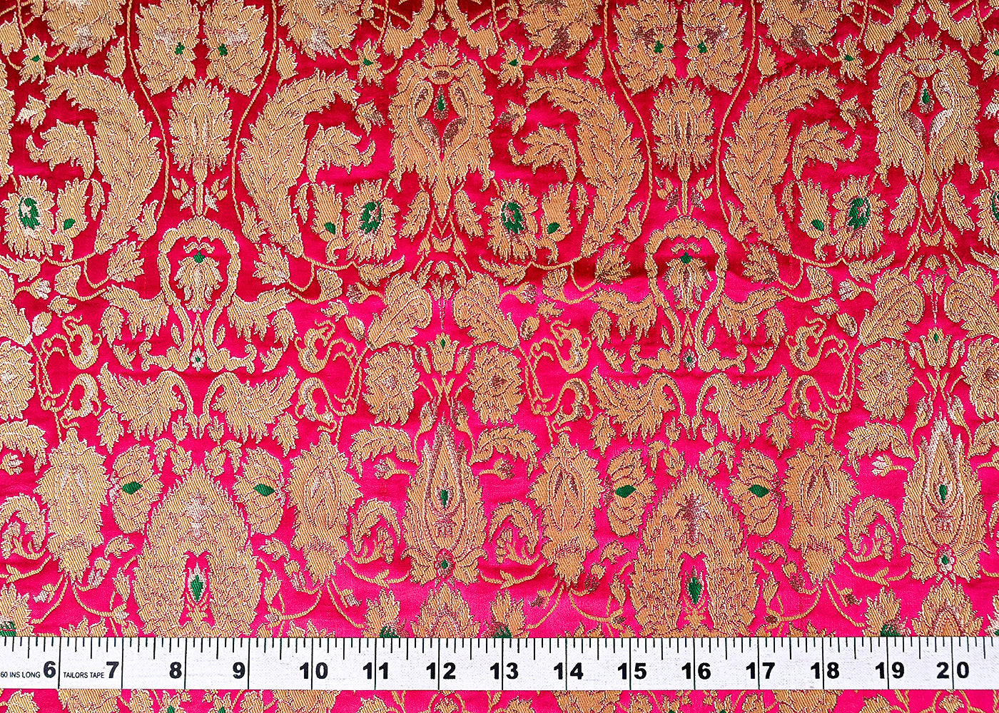 (Pre-Cut 0.75 MTR) Rani Pink Banarasi Brocade Fabric With All Over Thread And Zari Handloom 18734