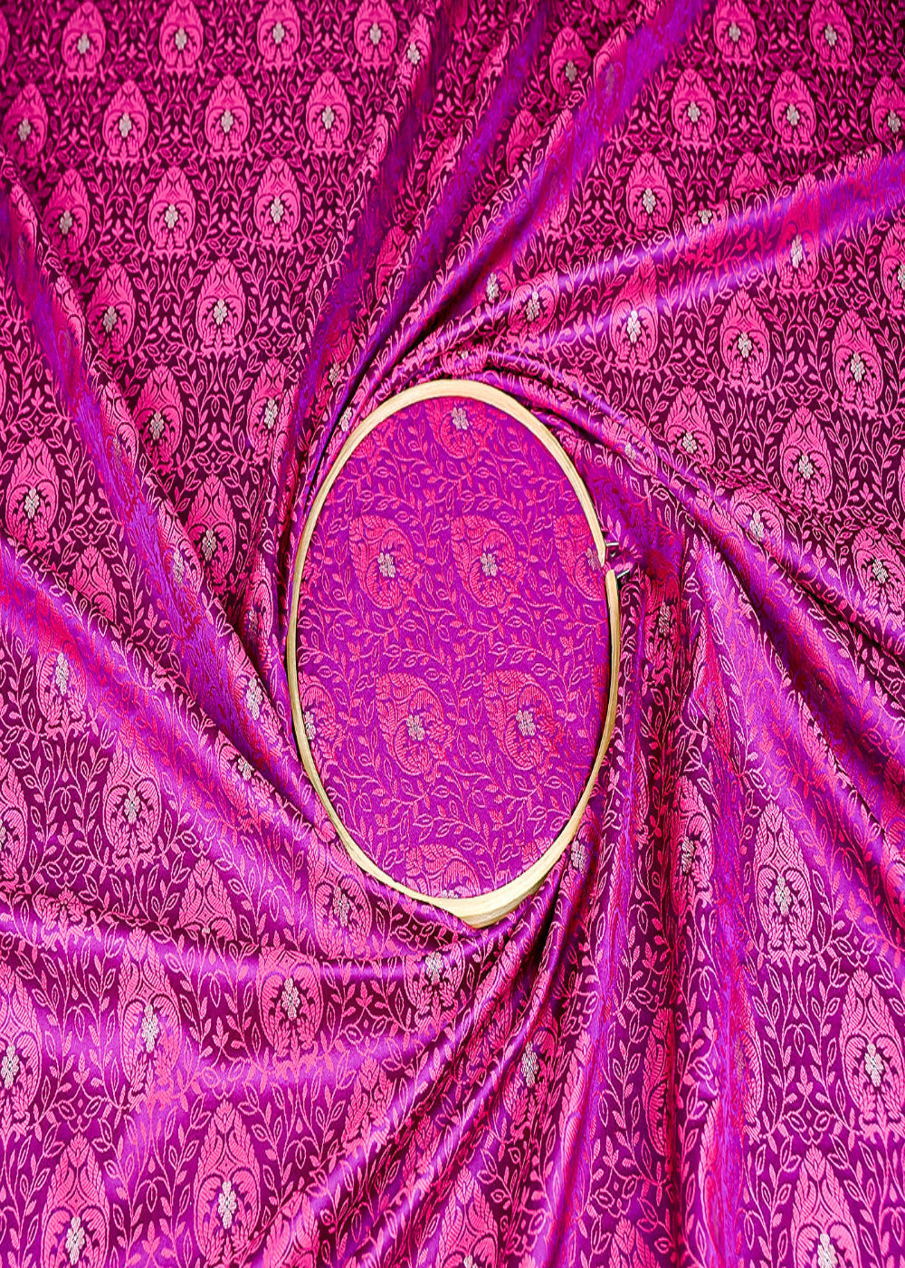 (Pre-Cut-1-MTR)-Purple-Banarasi-Brocade-Fabric-With-All-Over-Thread-And-Zari-Handloom-18735
