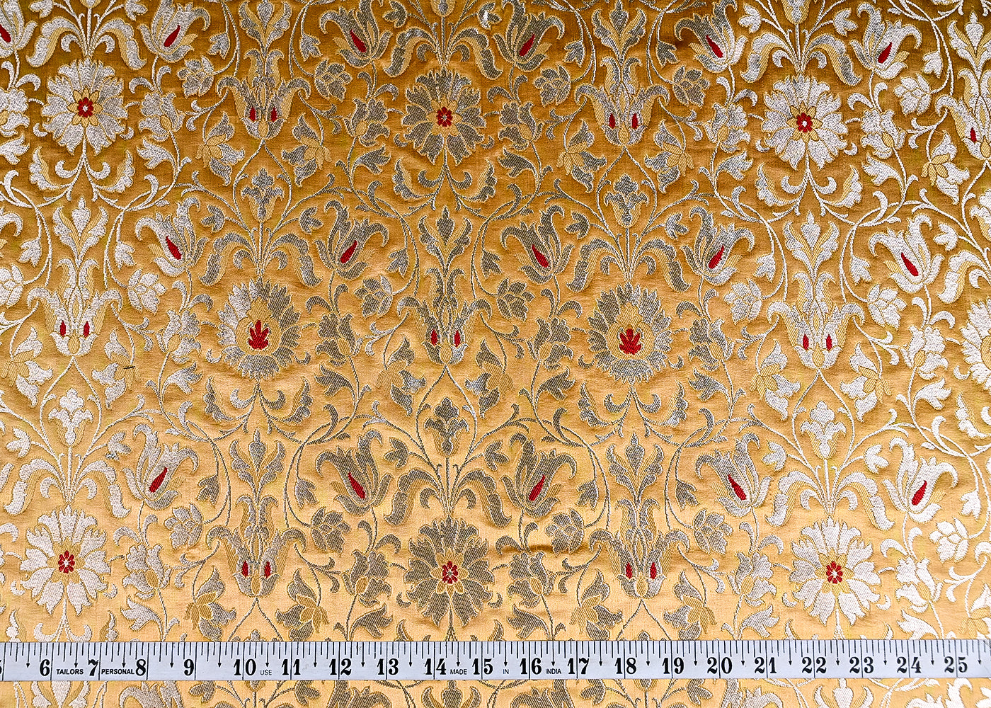 (Pre-Cut 1.3 MTR) Camel Banarasi Brocade Fabric With All Over Thread And Zari Handloom 18750