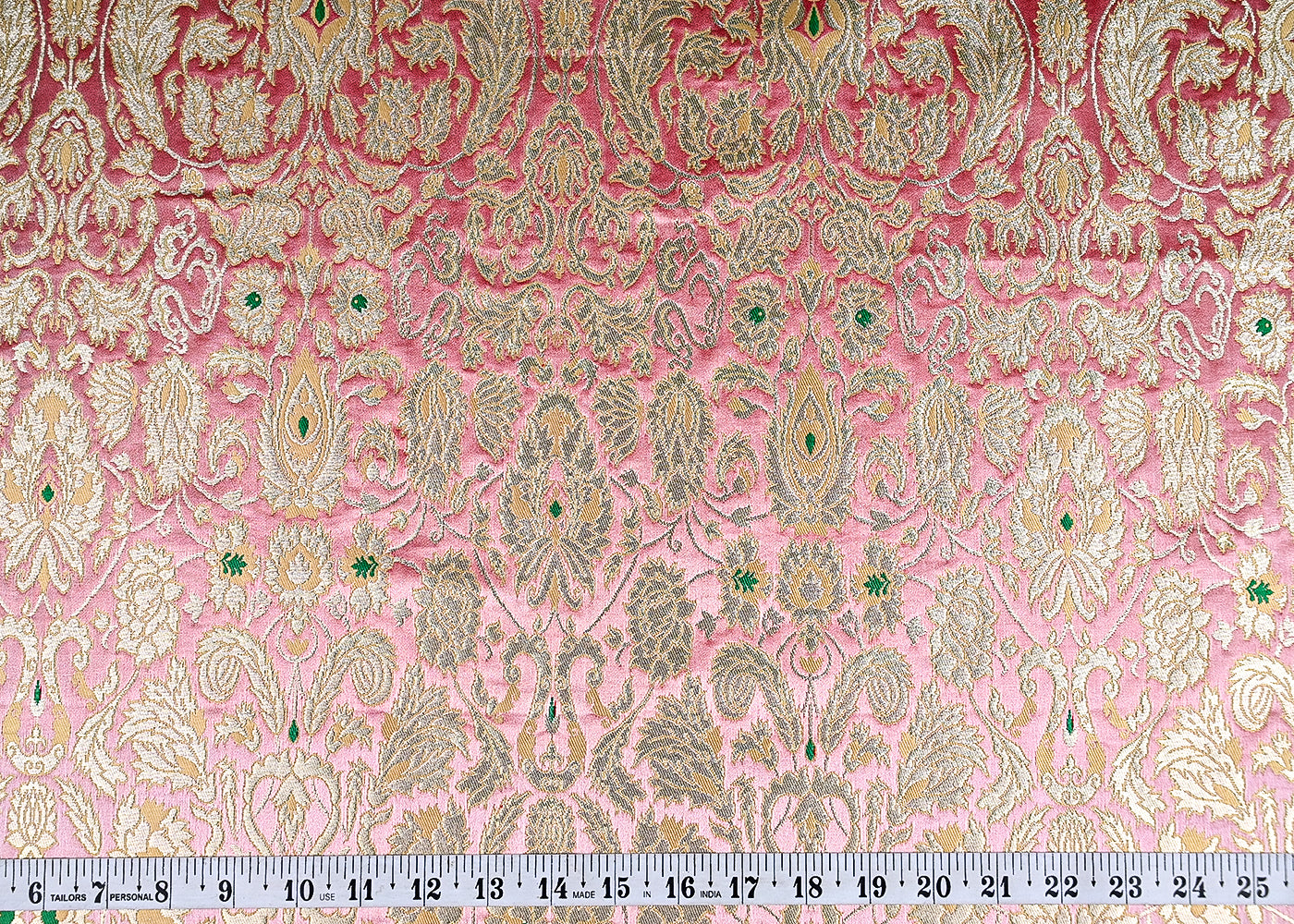 (Pre-Cut 1.7 MTR) Baby Pink Banarasi Brocade Fabric With All Over Thread And Zari Handloom 18766