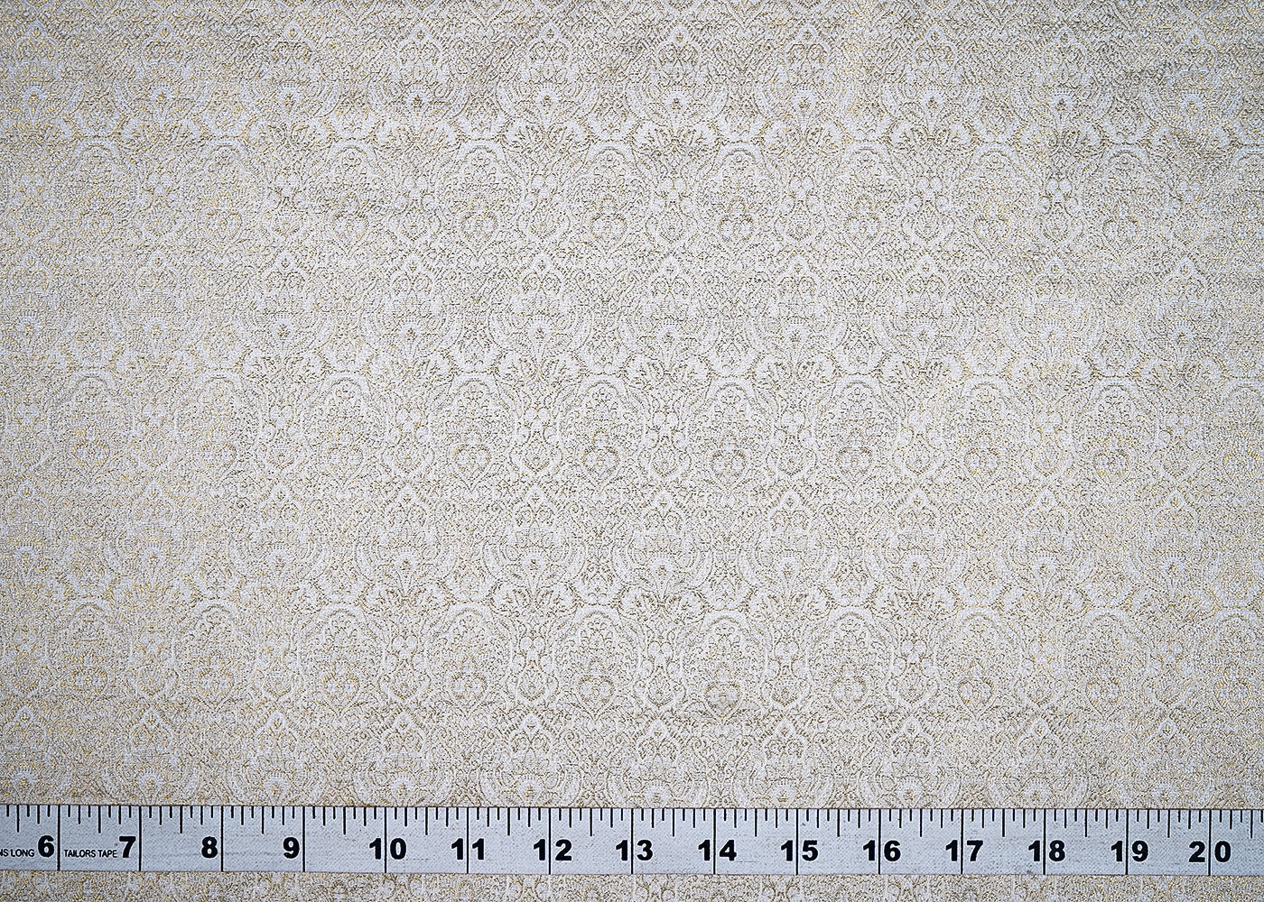 (Pre-Cut 0.8 MTR) Cream Banarasi Brocade Fabric With All Over Golden Zari Handloom 18785