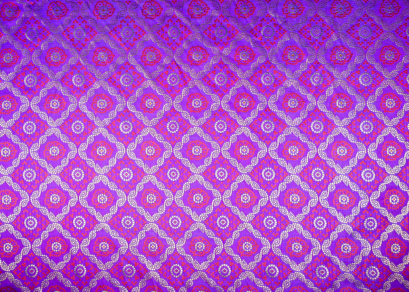 (Pre-Cut 1 Mtr) Purple Banarasi Brocade Fabric With All Over Thread And Zari Handloom 18812