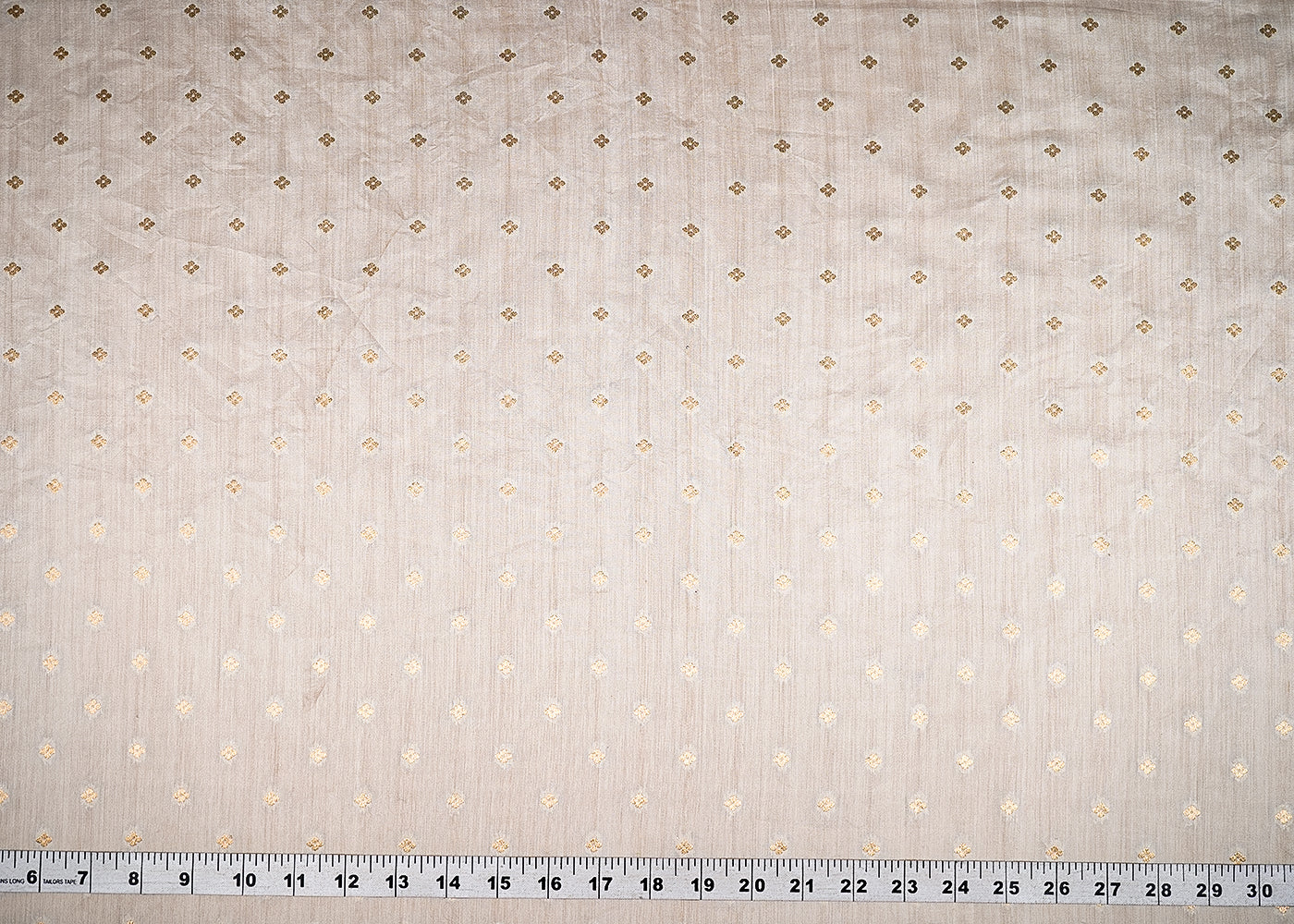 (Pre-Cut 1 Mtr) White Chinia Silk Fabric With All Over Zari Handloom 18823