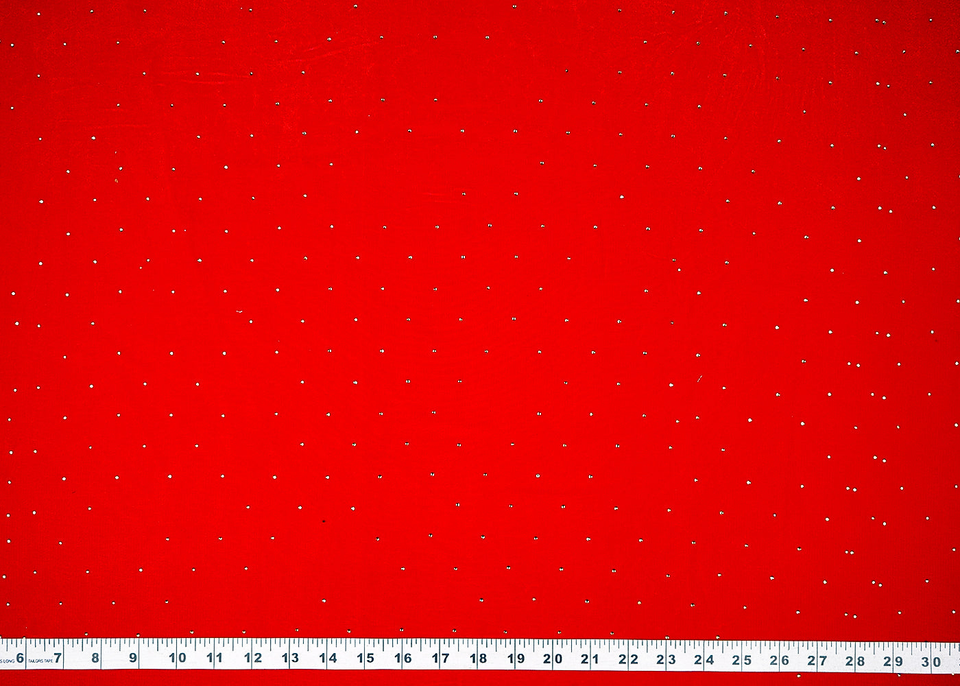 (Pre-Cut 3.1 Mtr) Red Velvet Fabric With All Over Sarwoski Work 18836
