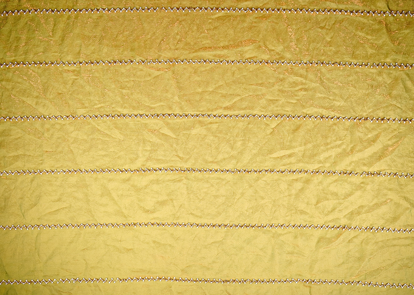 (Pre-Cut 2.5 Mtr) Sage Green Diamond Tissue Fabric With All Over Katdana And Bead Work 18838