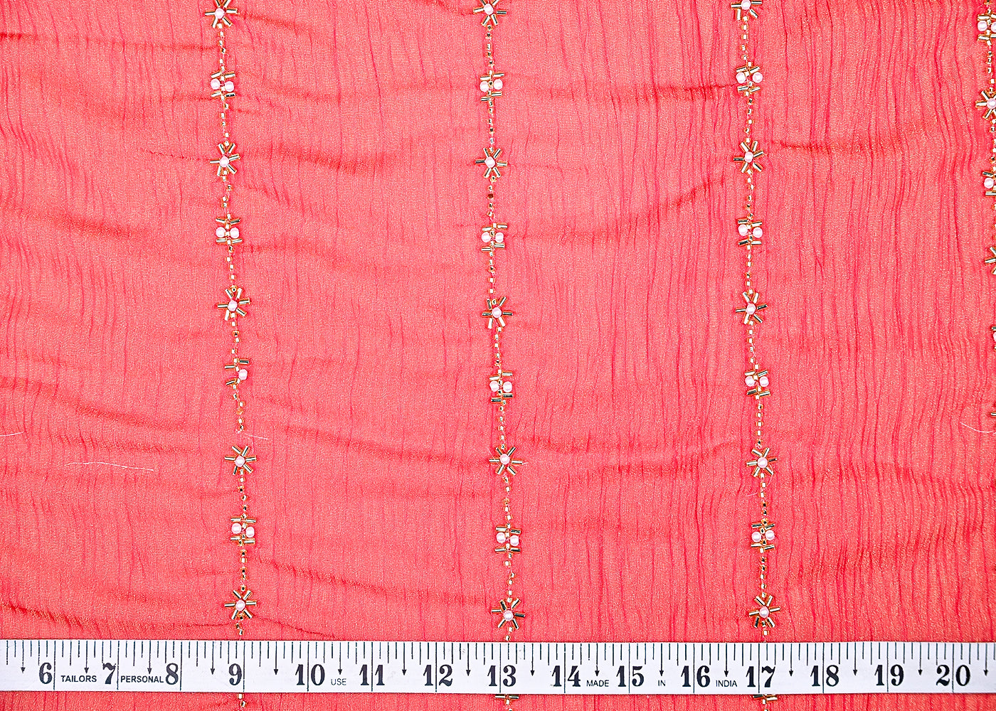 (Pre-Cut-1.5-MTR)-Rani-PInk-Crushed-Tissue-Fabric-With-All-Over-Beads-And-Katdana-Work-18873-measurement-view