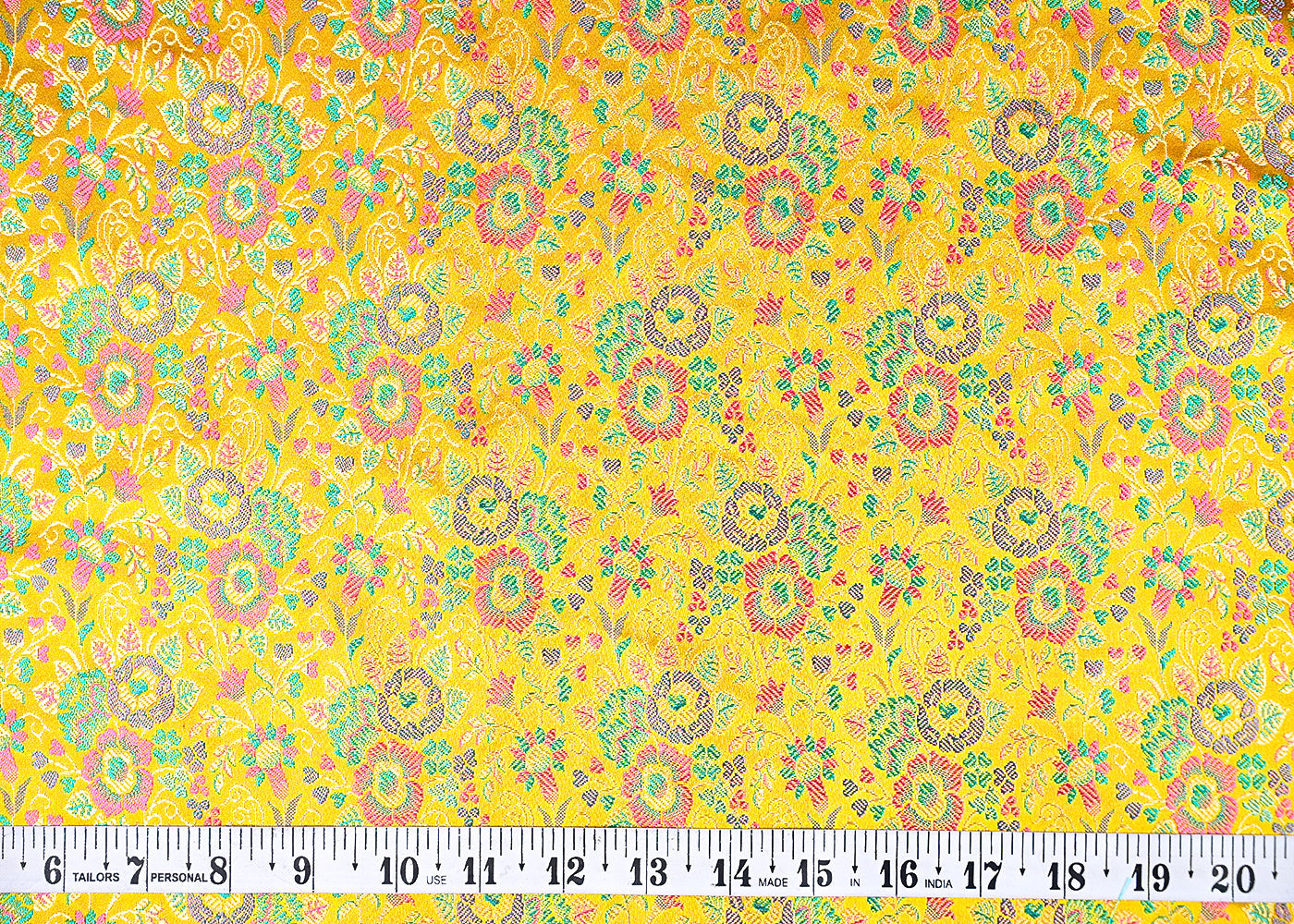 (Pre-Cut-1-MTR)-Mustard-Banarasi-Brocade-Fabric-With-All-Over-Thread-And-Zari-Handloom-18895-measurement-view