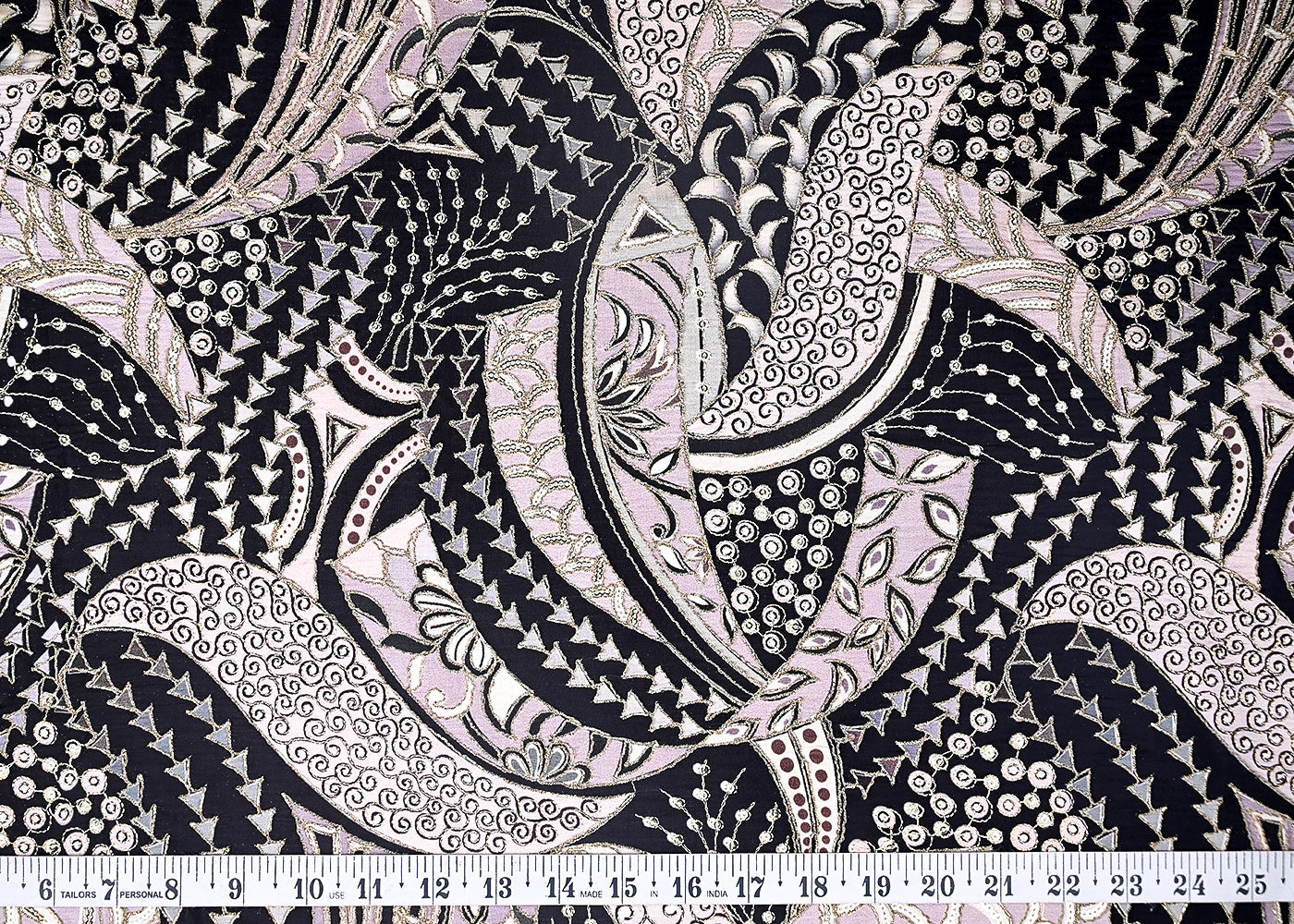 (Pre-Cut-1-MTR)-Black-Crepe-Fabric-With-All-Over-Sequins-And-Zari-Work-18896-measurement-view