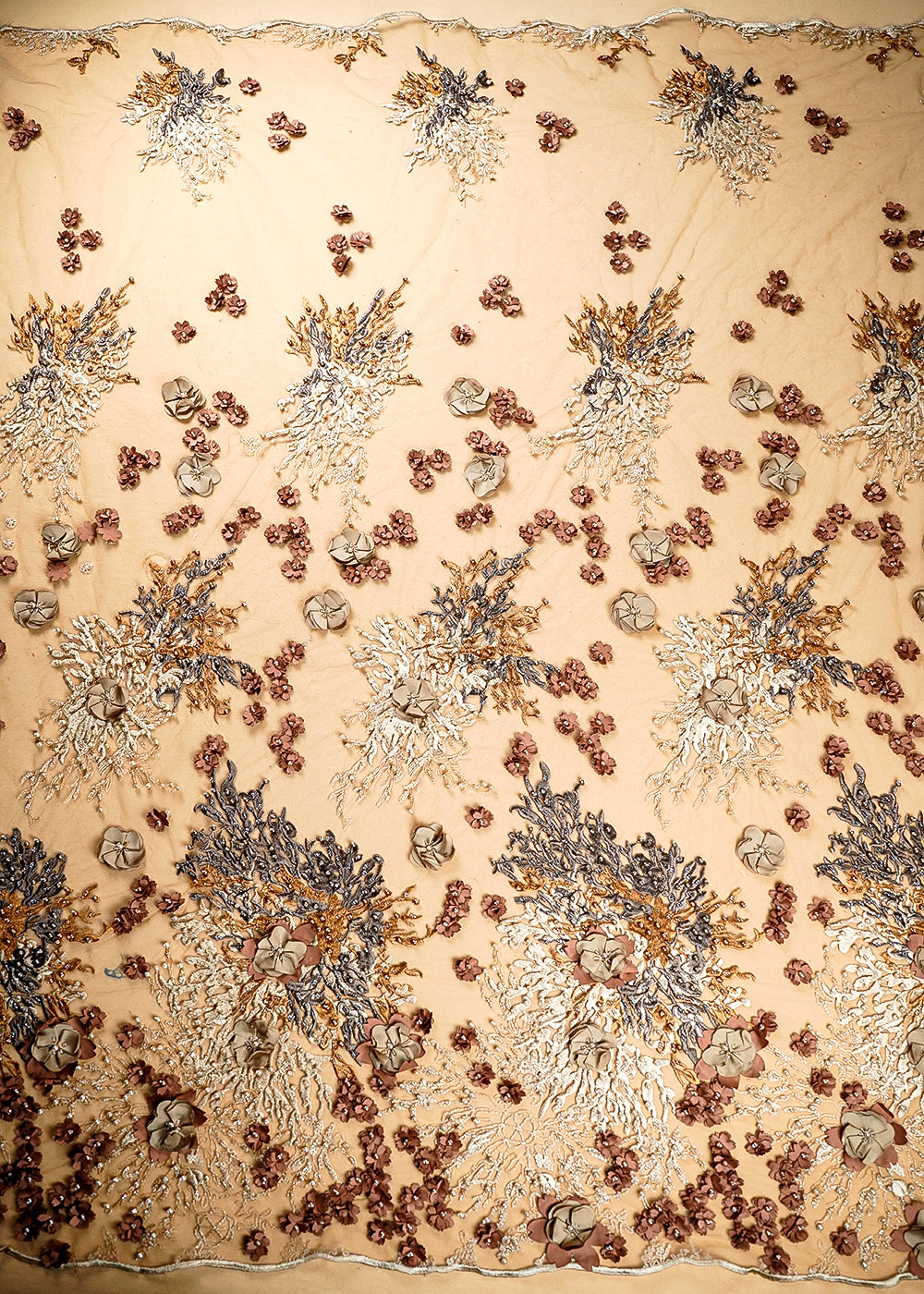 (Pre-Cut-1.6-MTR)-Golden-Net-Fabric-With-All-Over-Thread-Katdana-And-Bead-Work-18901-work-view