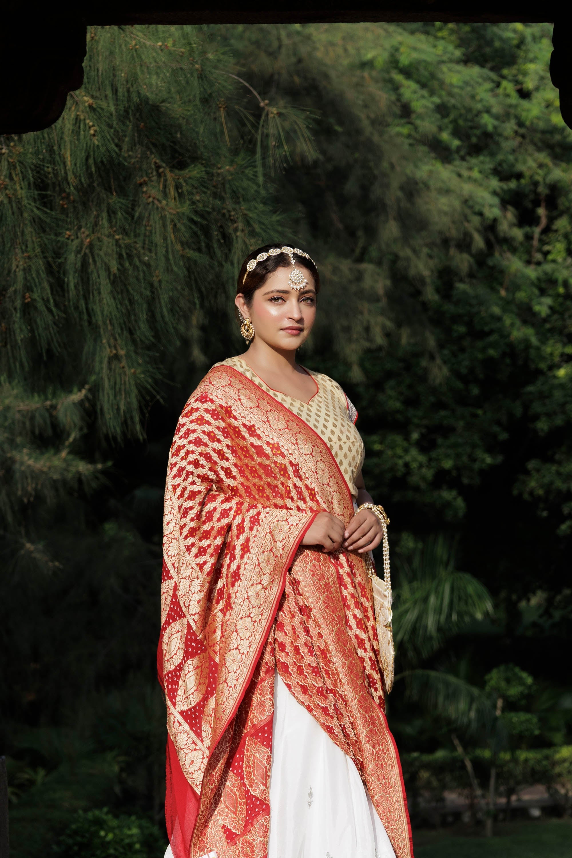 The Parampara - Maroon Pure Georgette Bandhani Handloom Dupatta 18908