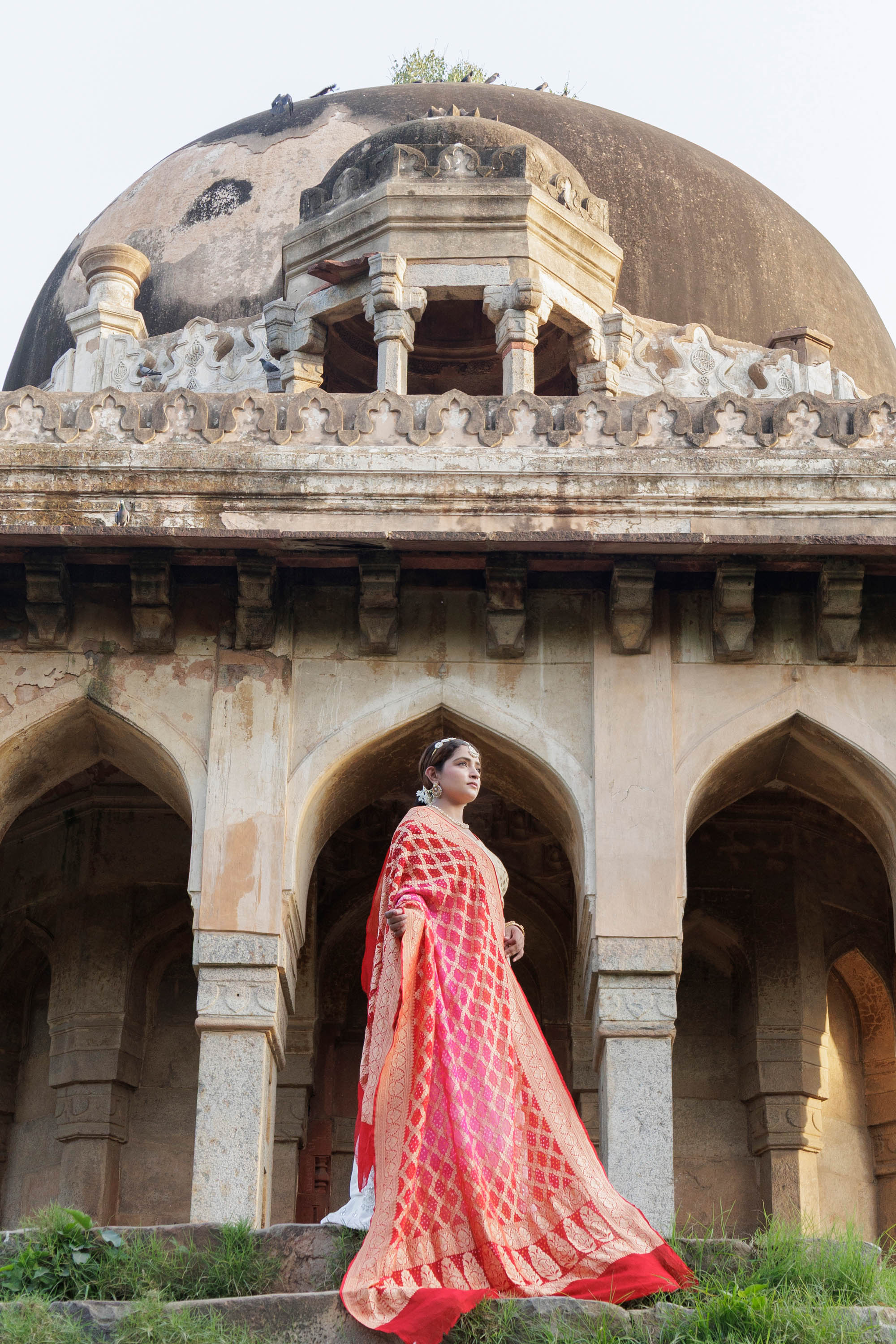 The Parampara - Pink And Red Pure Georgette Bandhani Handloom Dupatta 18910