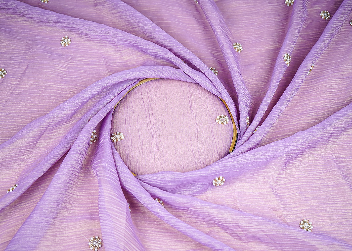 (Pre-Cut-1.6-MTR)-Purple-Crushed-Tissue-Fabric-With-All-Over-Katdana,-Bead-And-Sequins-Work-18913