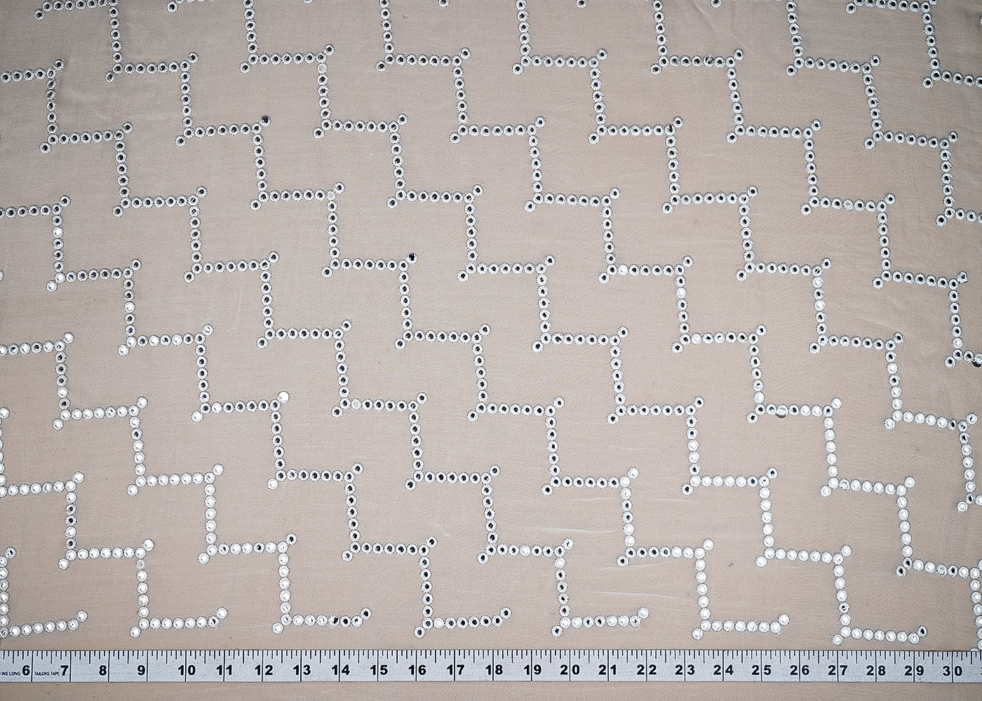 (Pre-Cut-2.4-MTR)-White-Georgette-Fabric-With-All-Over-Thread-And-Faux-Mirror-18919-measurement-view