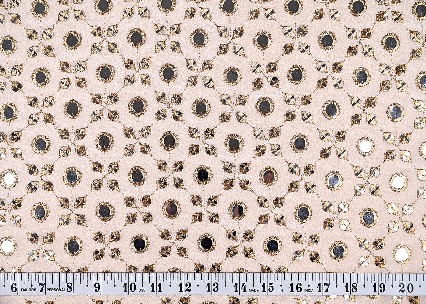 (Pre-Cut-1-MTR)-White-Georgette-Fabric-With-All-Over-Zari-And-Faux-Mirror-Work-18926-measurement-view