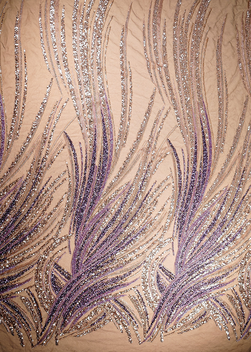 (Pre-Cut-0.9-MTR)-Purple-Net-Fabric-With-All-Over-Sequins,-Beads-And-Katdana-Work-18943-measurement-view