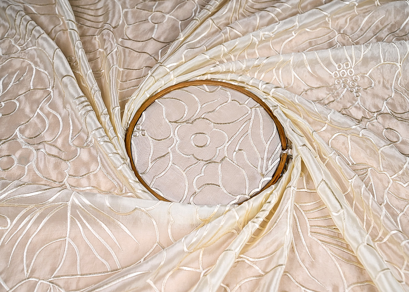 (Pre-Cut-1-MTR)-White-Organza-Fabric-With-All-Over-Thread-Work-18953
