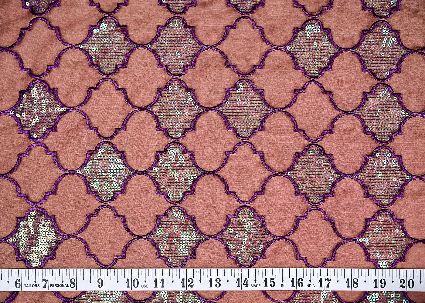 (Pre-Cut-1-MTR)-Purple-Organza-Fabric-With-All-Over-Rainbow-Sequins-And-Thread-Work-18959-measurement-view