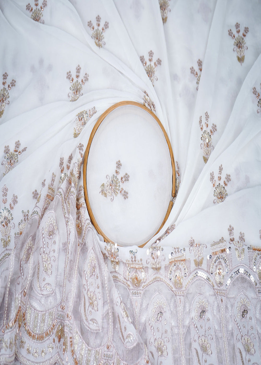 White-Dyeable-Georgette-Fabric-With-All-Over-Katdana-Sequins-Zari-And-One-Side-Net-Cutwork-Border-19006-close-view