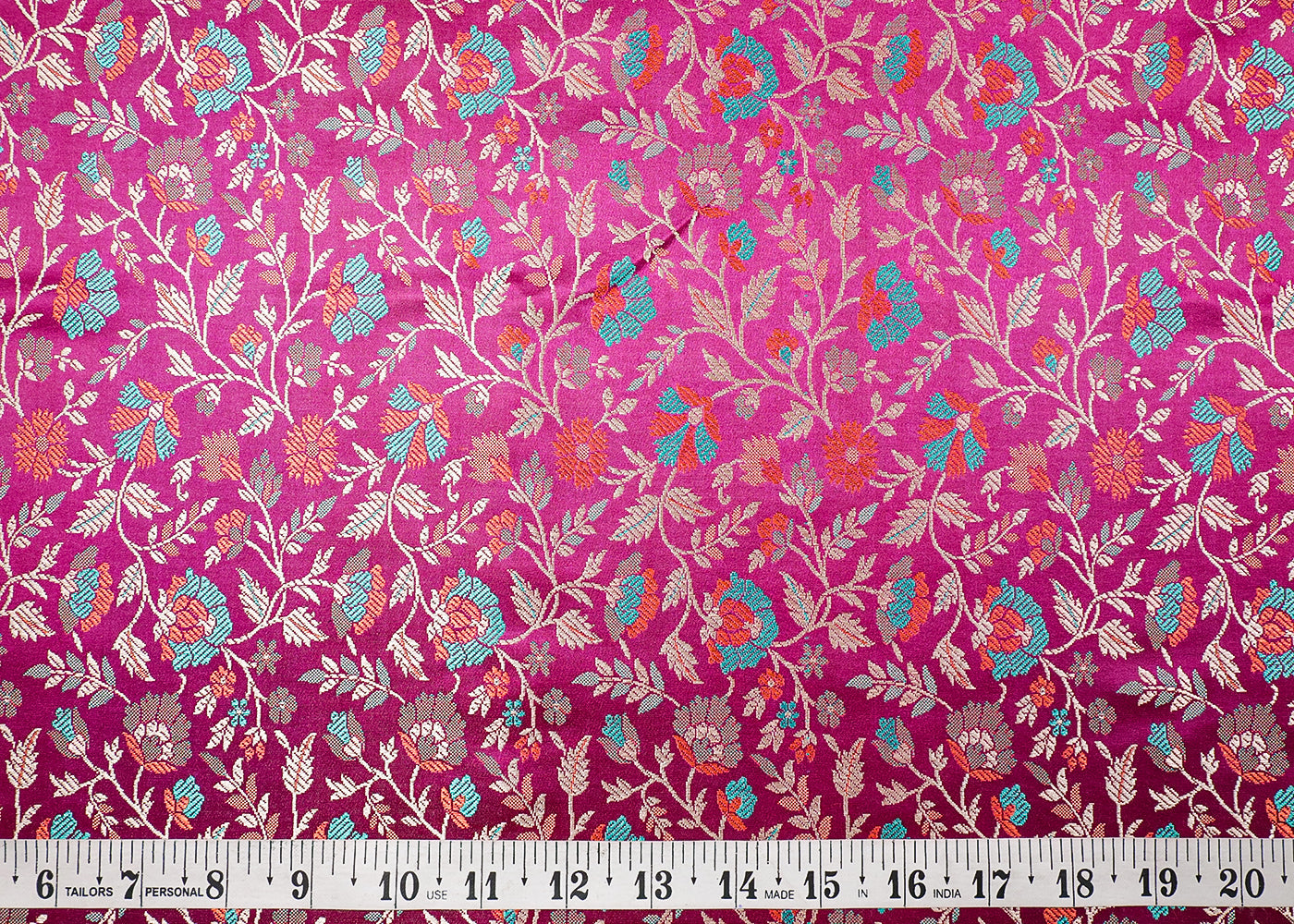 Purple Banarasi Brocade Fabric With All Over Thread And Zari Handloom 19046