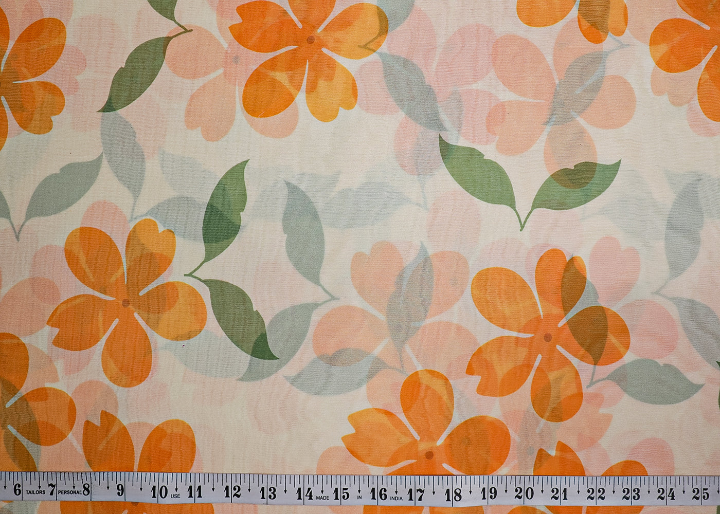 White Organza Fabric With All Over Floral Print 19133