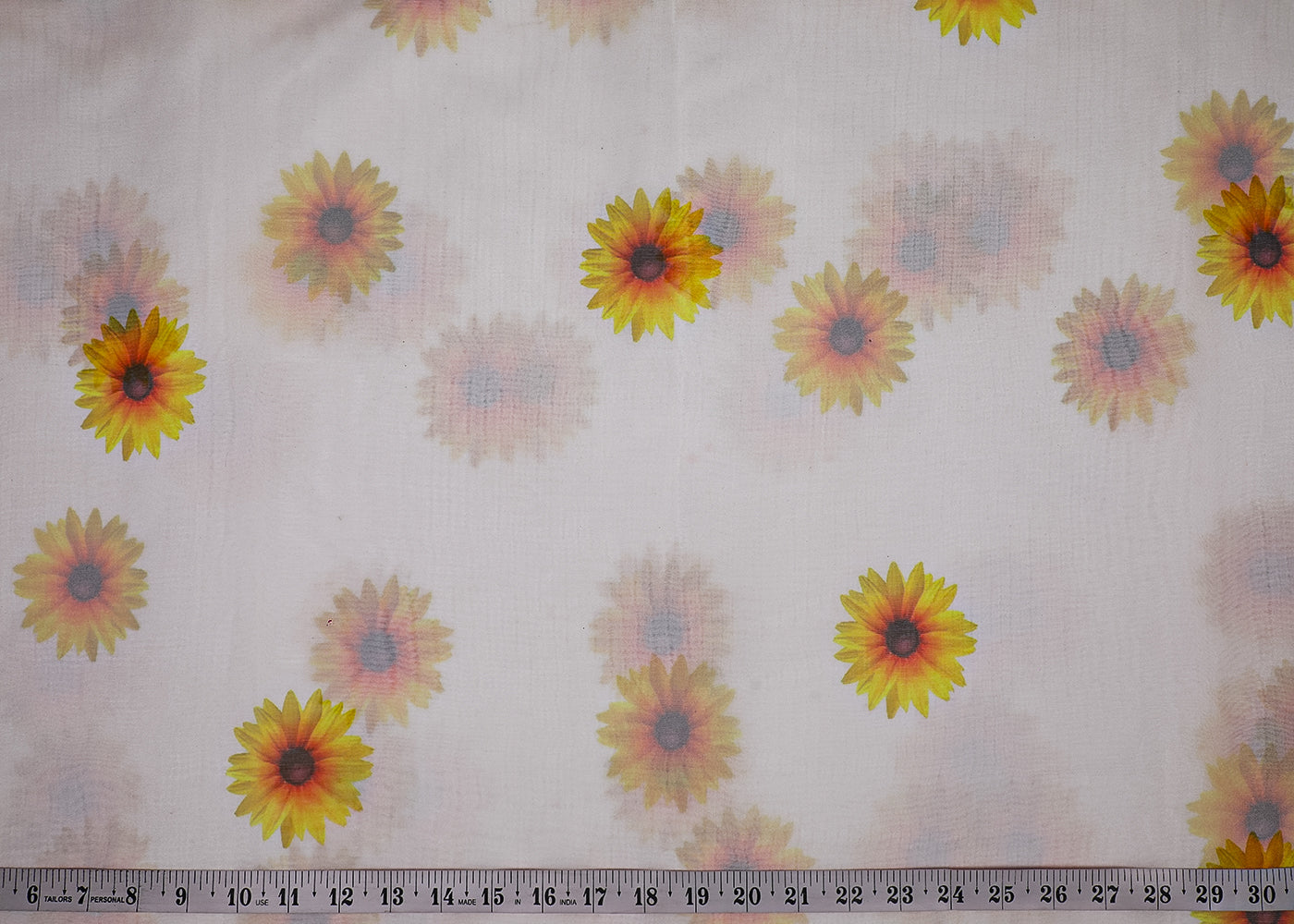 White Organza Fabric With All Over Floral Print 19135