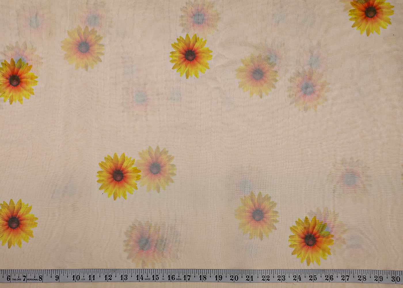 Off White Organza Fabric With All Over Floral Print 19136
