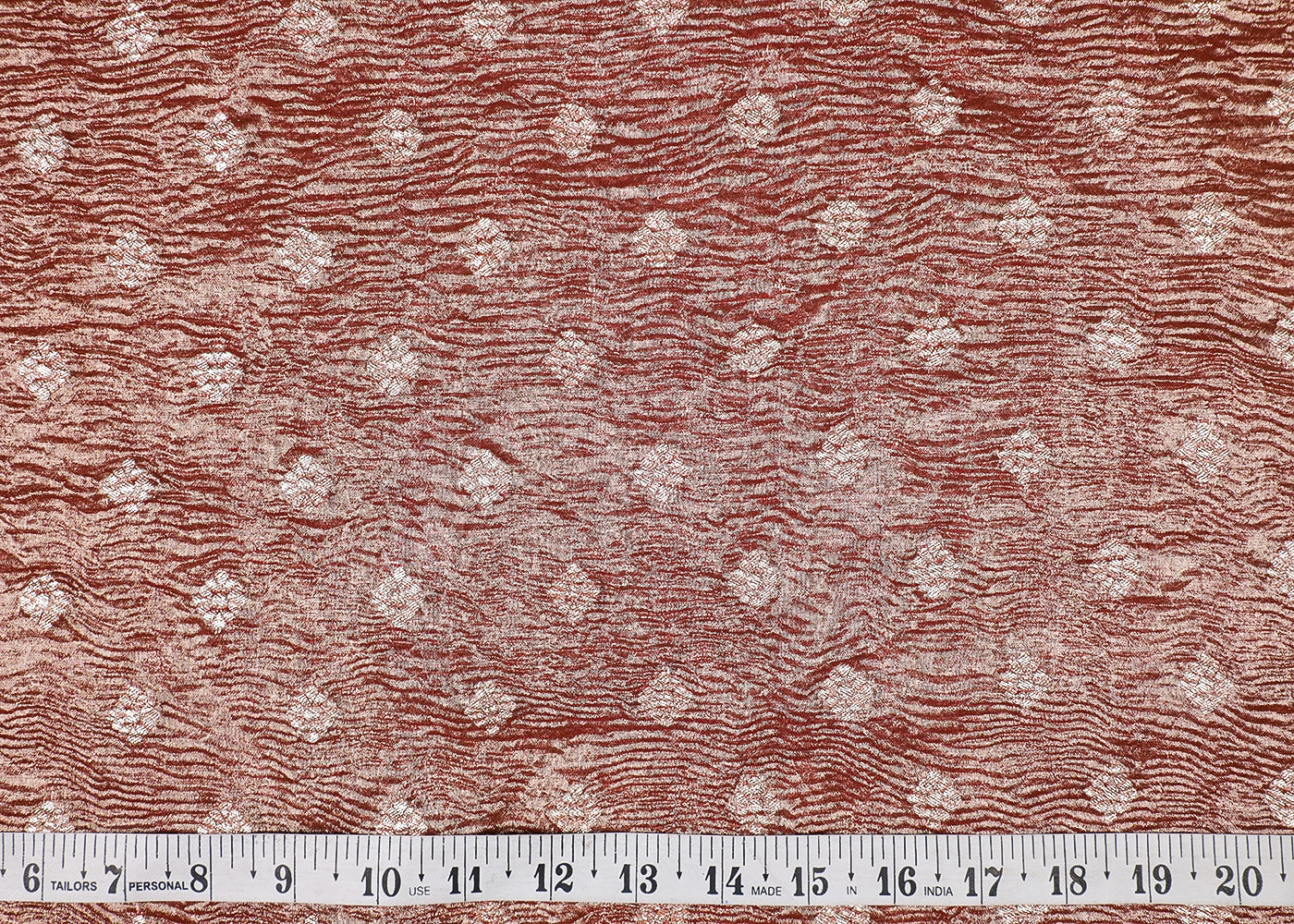 Rust Tissue Fabric With All Over Golden Zari Handloom 19151