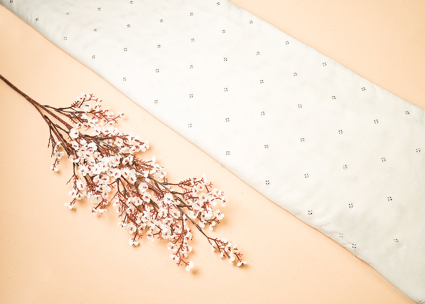 The Noor - White Dyeable Georgette Fabric With Timeless Thread And Sequins Work | 19220