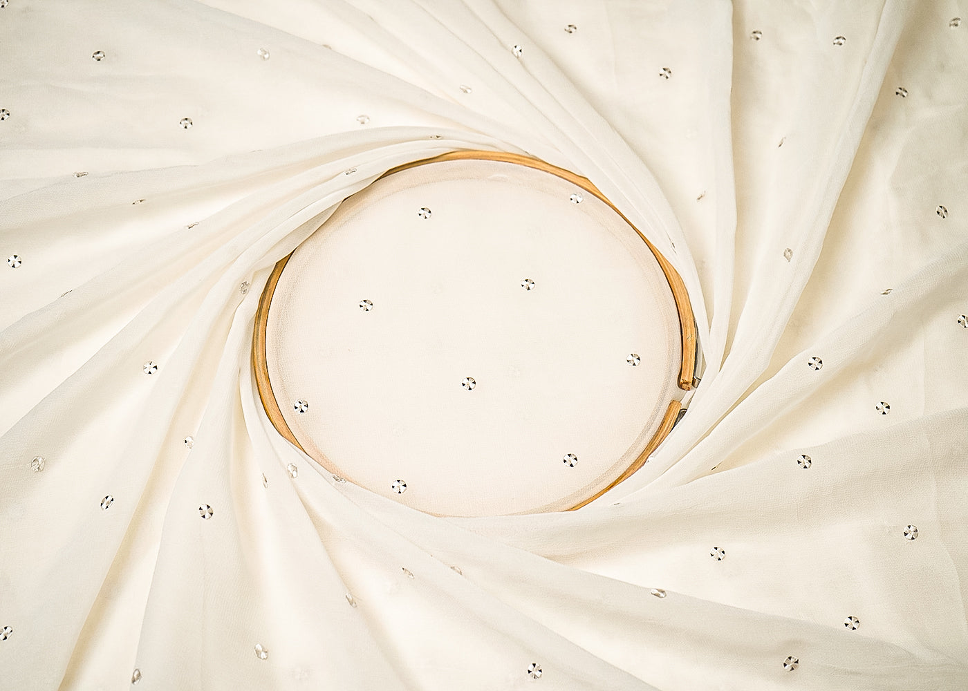 The Noor - White Dyeable Georgette Fabric With Timeless Thread And Sequins Work | 19220