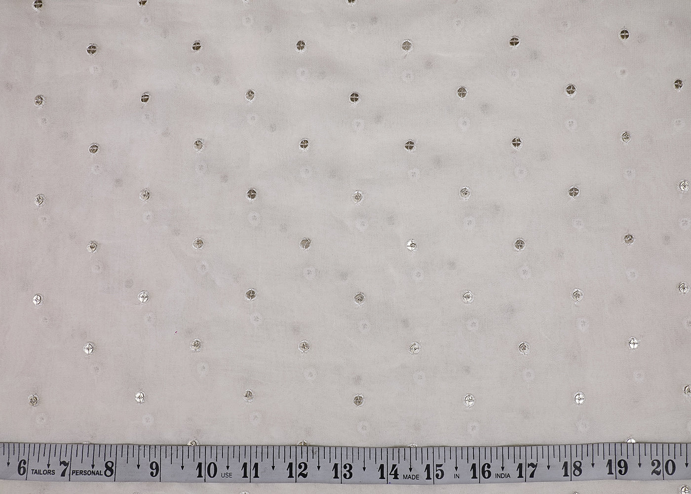 White Georgette Fabric With All Over Thread And Sequins Work 19221