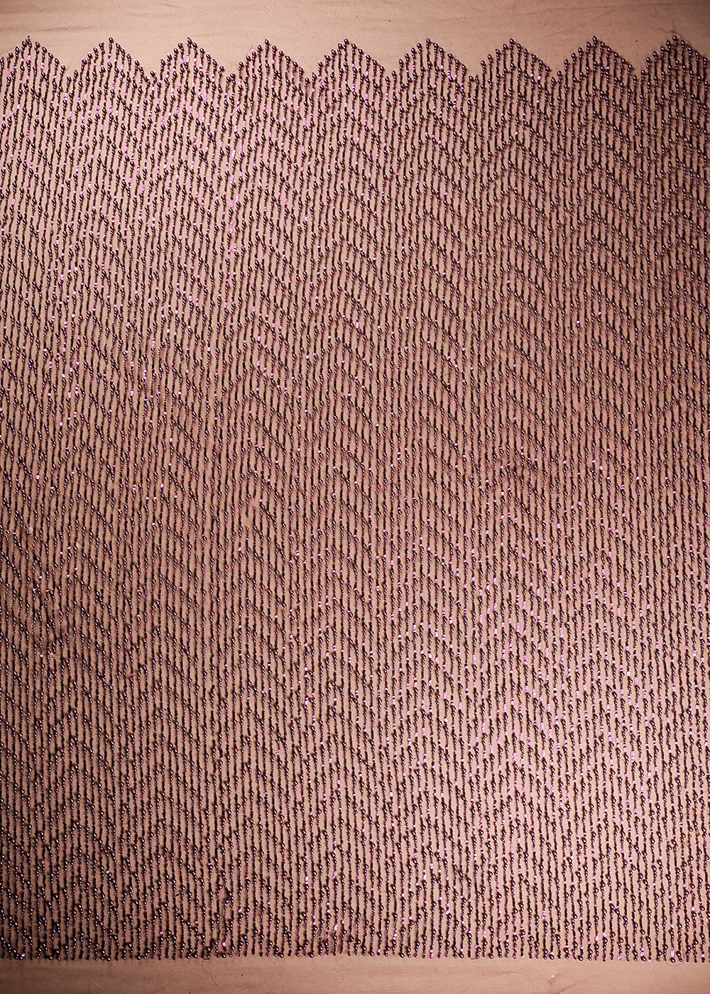 Wine Imported Net Fabric With All Over Bead And Sequins Work 19236