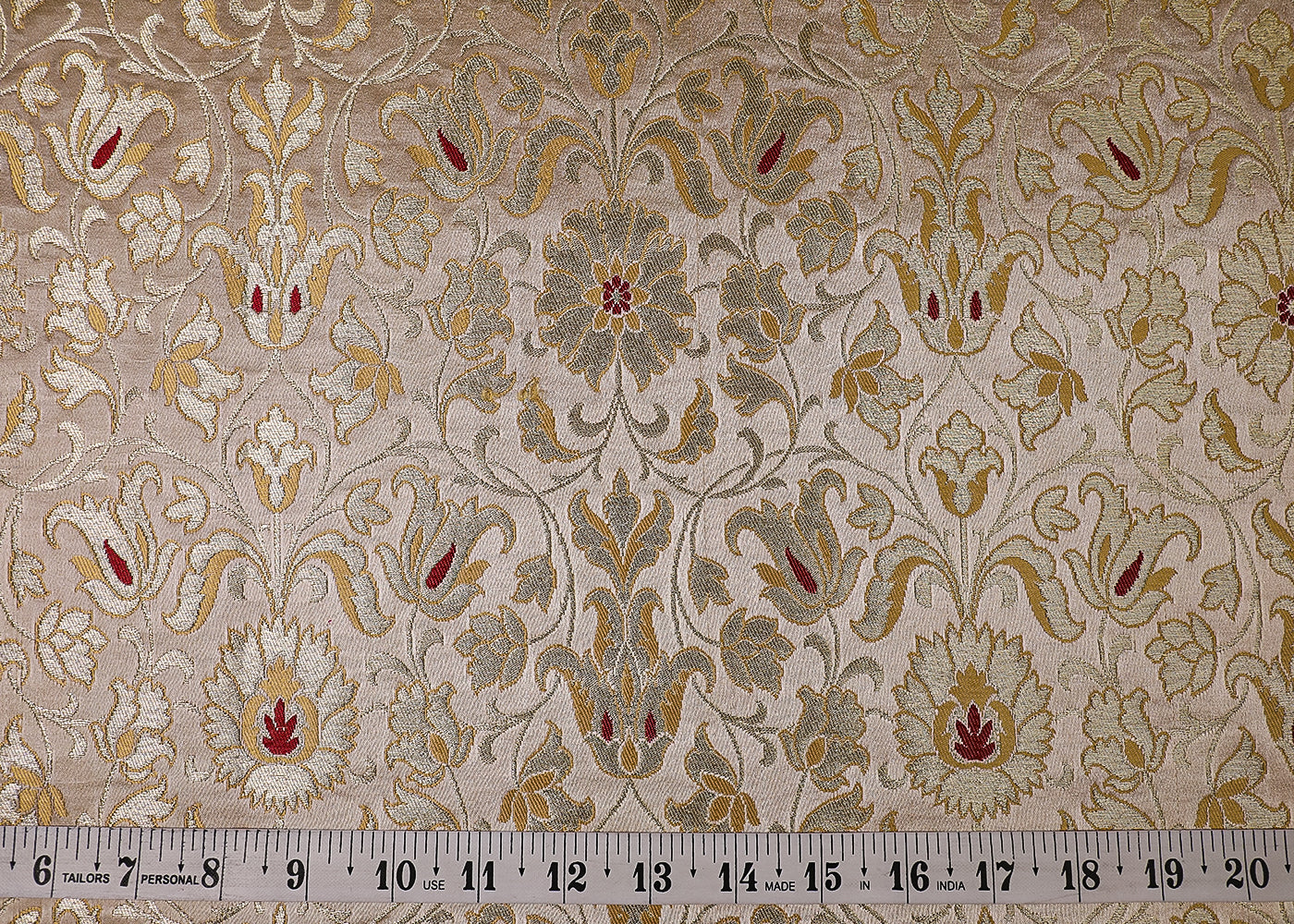 Gold Banarasi Brocade Fabric With All Over Thread And Golden Zari Handloom 19250