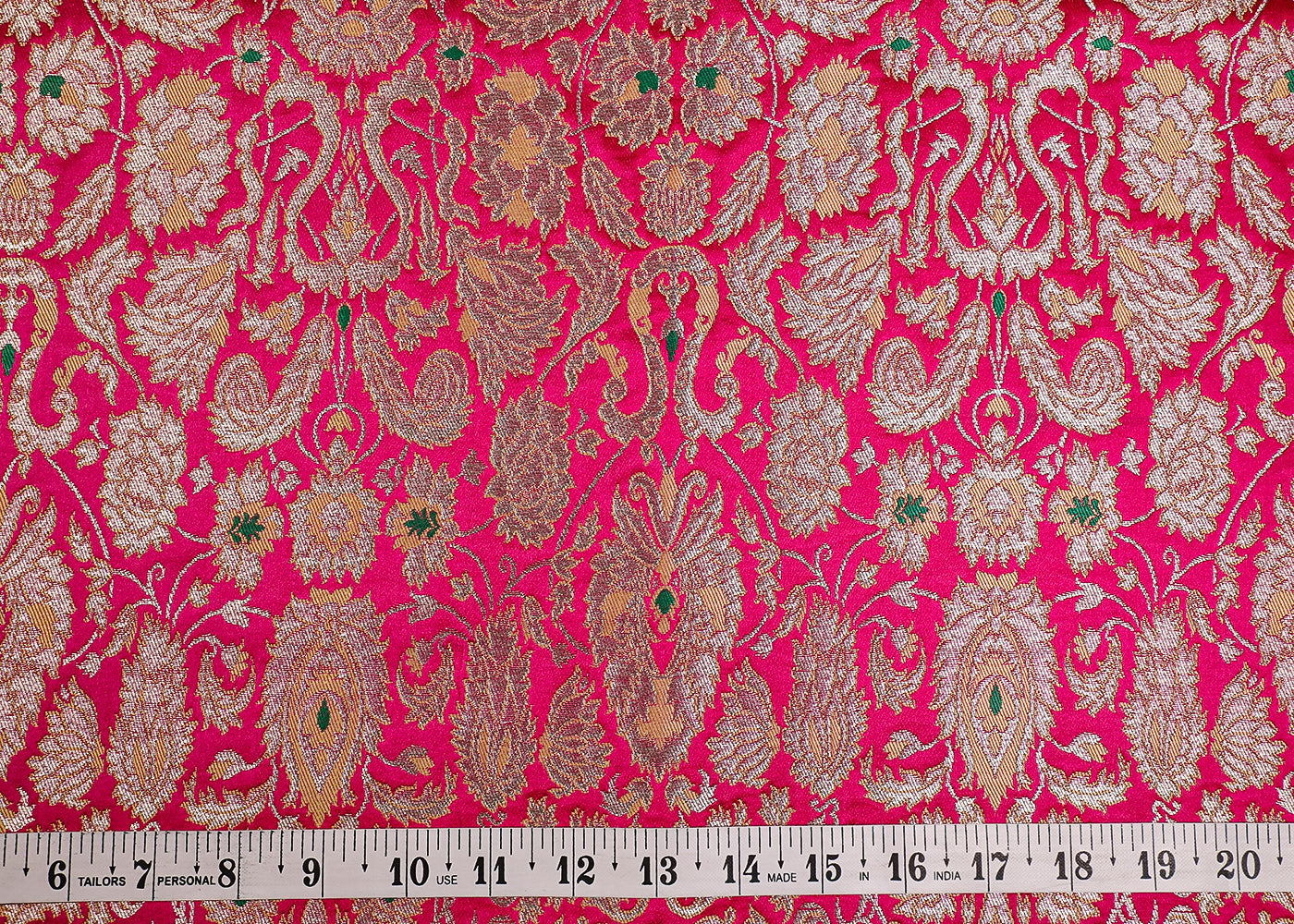 Rani Banarasi Brocade Fabric With All Over Thread And Golden Zari Handloom 19261