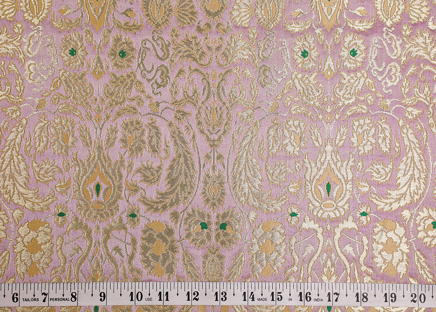 Lavender Banarasi Brocade Fabric With All Over Thread And Golden Zari Handloom 19262