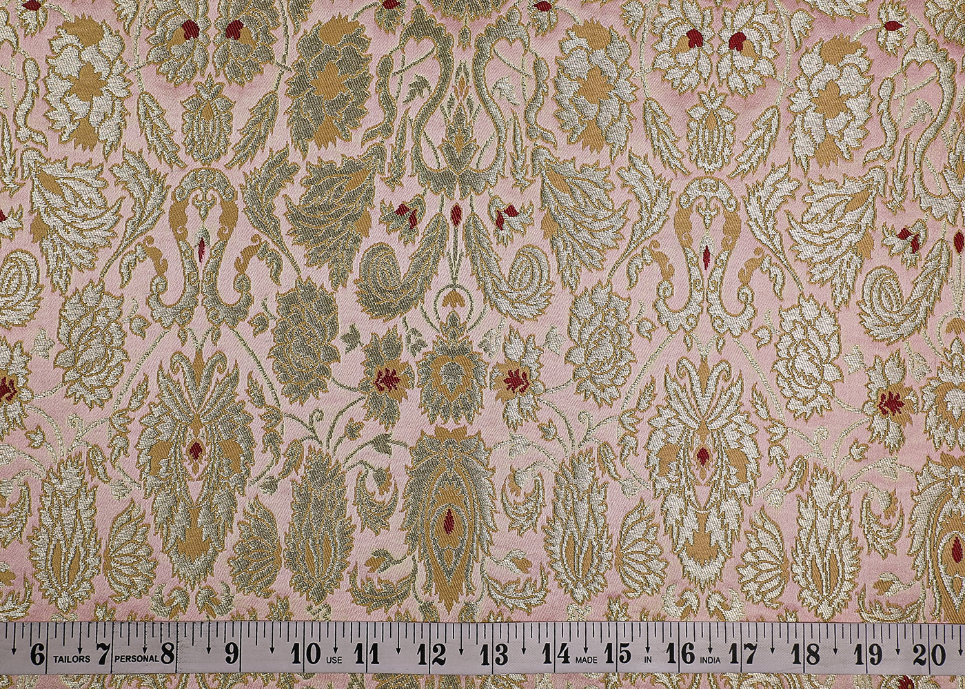 Light Pink Banarasi Brocade Fabric With All Over Thread And Golden Zari Handloom 19263