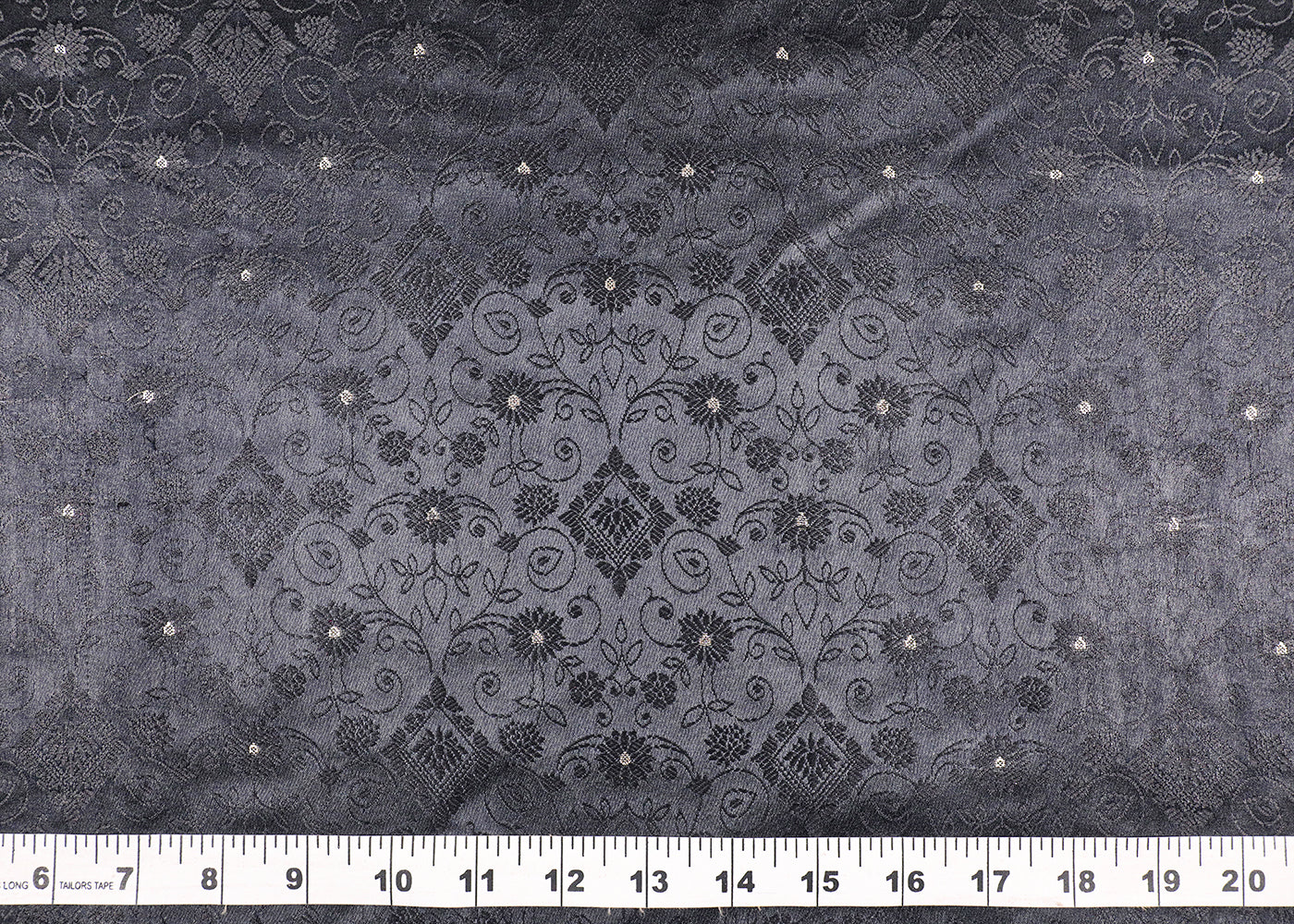 Black Banarasi Brocade Fabric With All Over Thread And Zari Handloom 19269