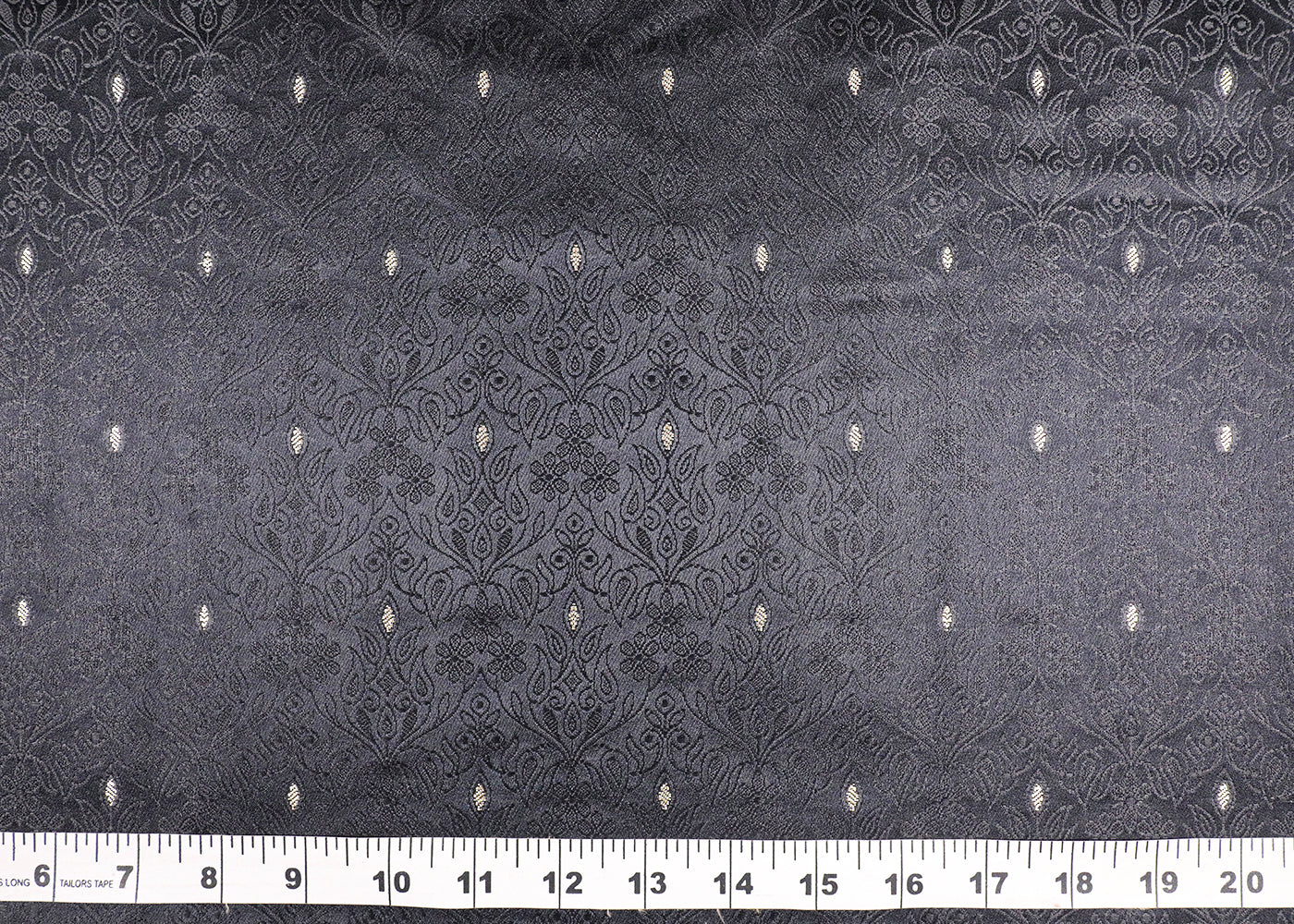 Black Banarasi Brocade Fabric With All Over Thread And Zari Handloom 19270