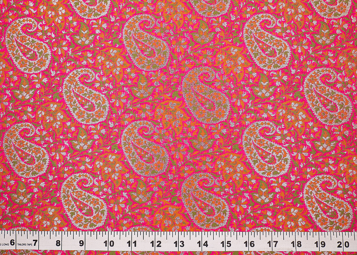 Rani Pink Banarasi Brocade Fabric With All Over Thread And Golden Zari Handloom 19273