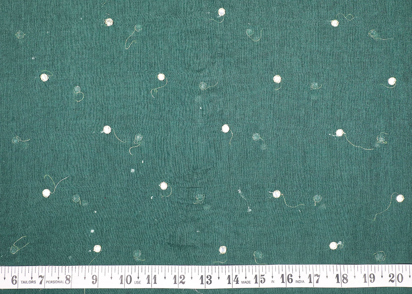Green Chanderi Fabric With All Over Zari And Faux Mirror Work 19280