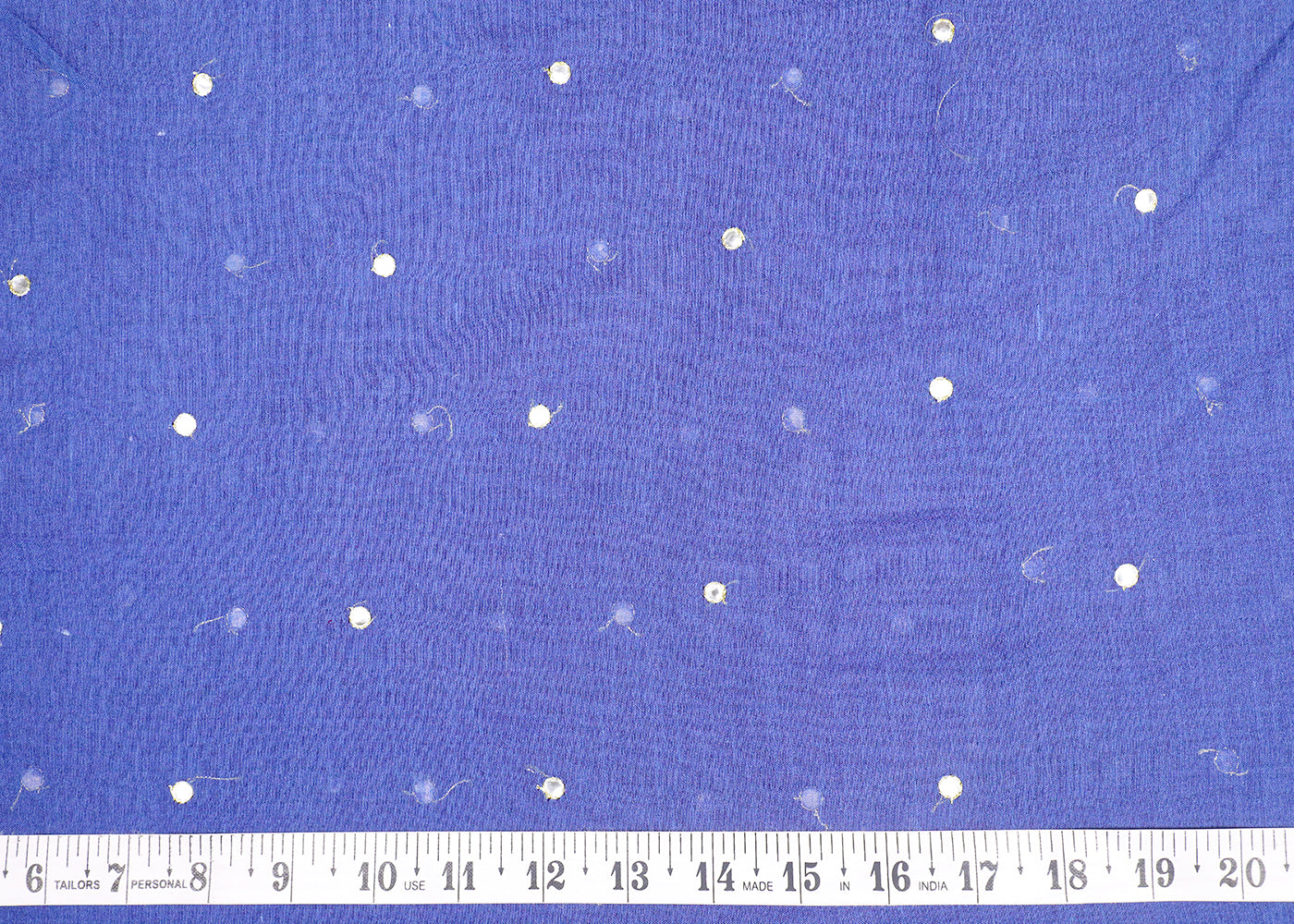 Royal Blue Chanderi Fabric With All Over Zari And Faux Mirror Work 19281