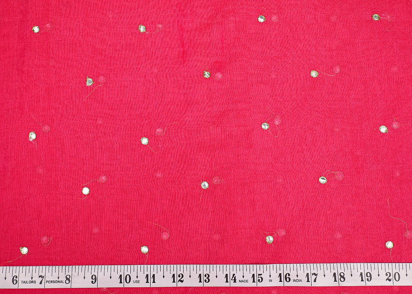 Pink Chanderi Fabric With All Over Zari And Faux Mirror Work 19284