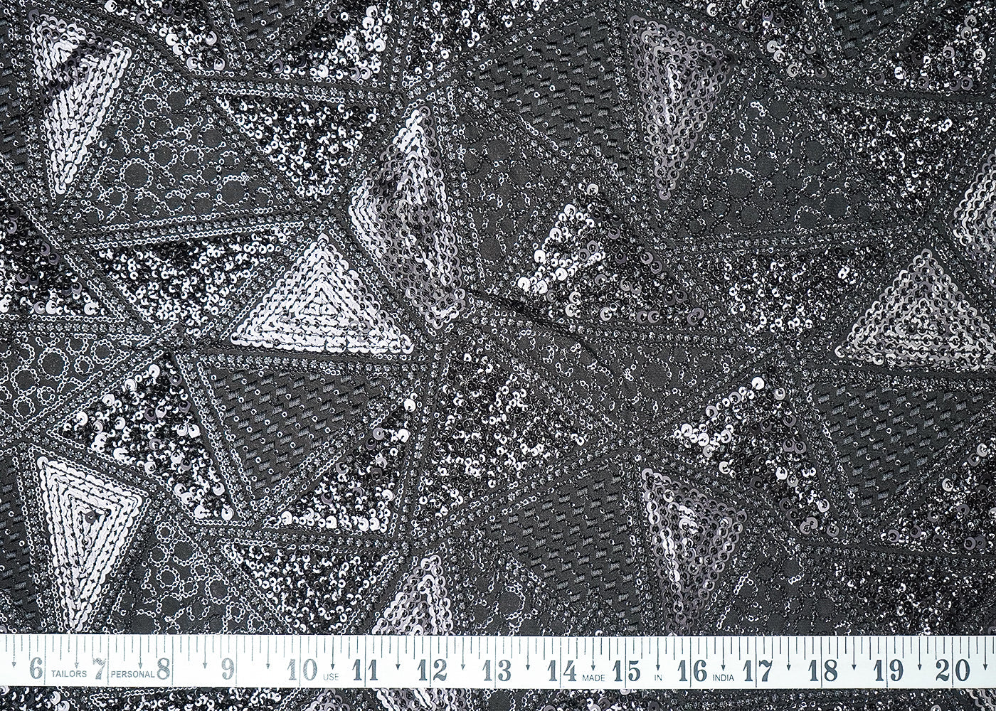 Black Georgette Fabric With All Over Thread And Sequins Work 19311