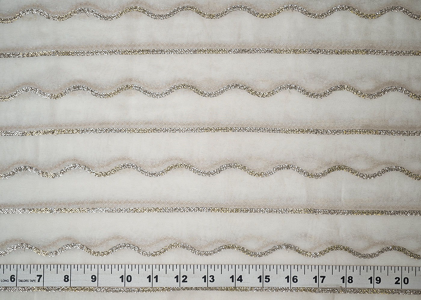 White Georgette Fabric With All Over Sequins Work 19331