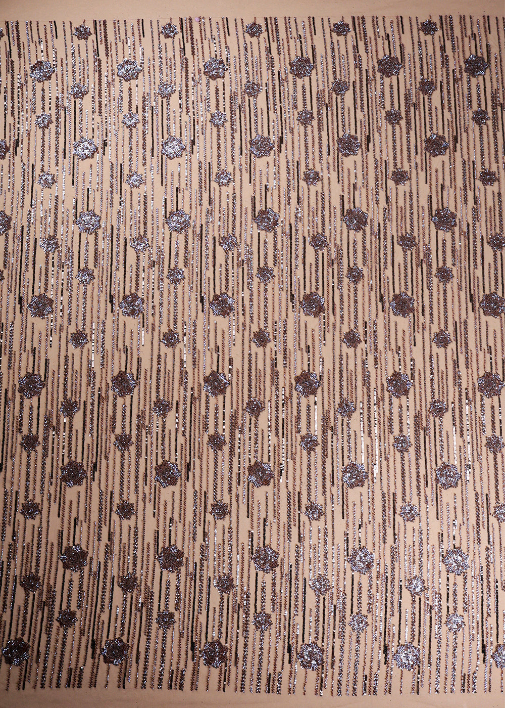 Brown Imported Net Fabric With All Over Bead And Sequins Work 19357