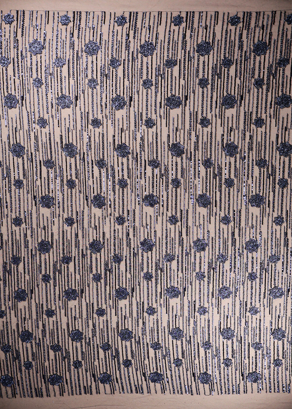 Navy Blue Imported Net Fabric With All Over Bead And Sequins Work 19360